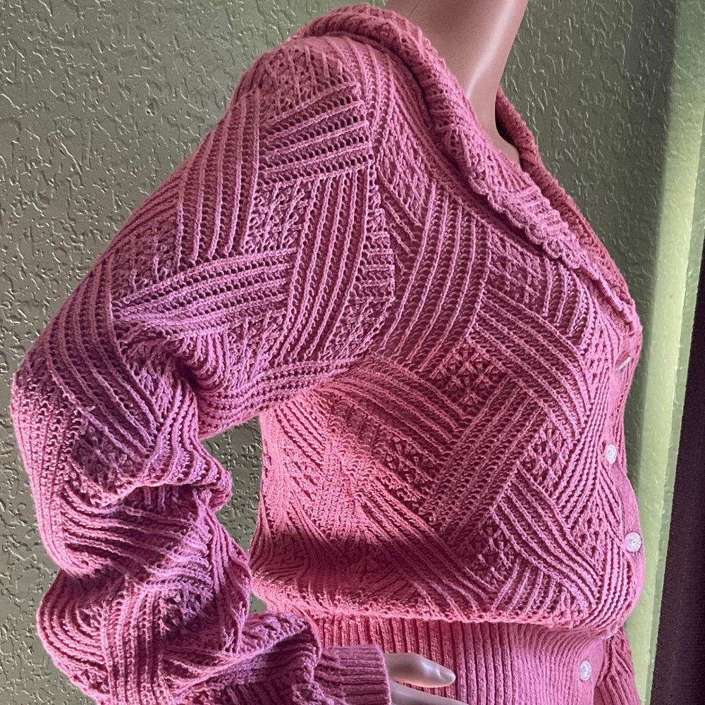 Pink Cable Knit Cardigan - Picture 8 of 11